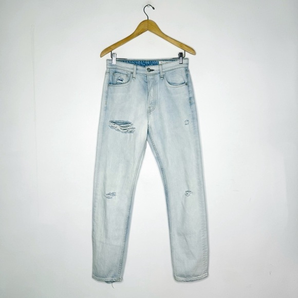 Rag & Bone Maya High Rise Slim Leg Light Blue Distressed Jeans Size 27 - Picture 2 of 9